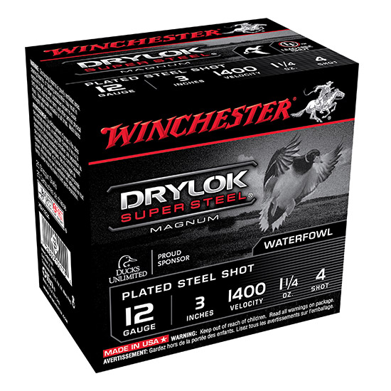 WIN SUPER-X DRYLOK STEEL 12GA 1.25OZ #4 25/10 - Ammunition